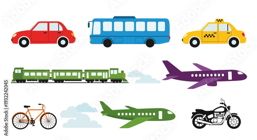 Various Modes of Transportation Vehicles Illustrated 1.