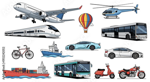 Various Modes of Transportation Vehicles Illustrated 3.