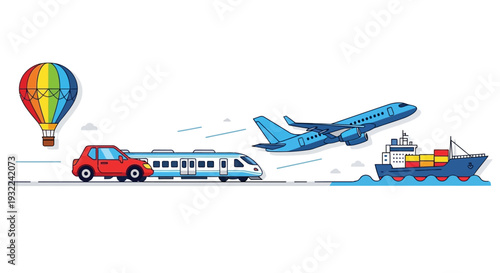 Various Transportation Modes Illustrated.