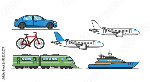 Various Modes of Transportation Vehicles.