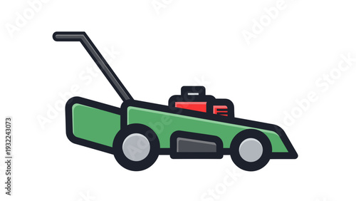 Green Lawn Mower Vector Illustration Flat Design Style for Gardening and Yard Maintenance Concepts