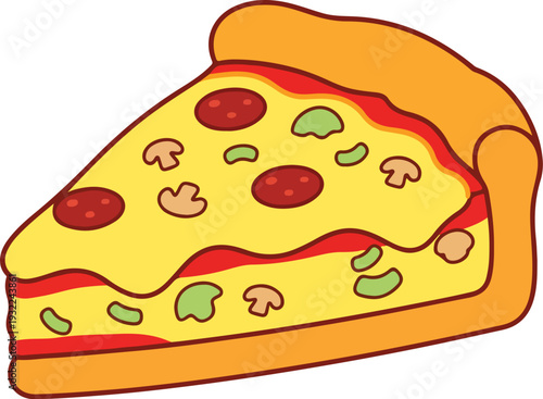 Delicious slice of pepperoni pizza with melted cheese and toppings