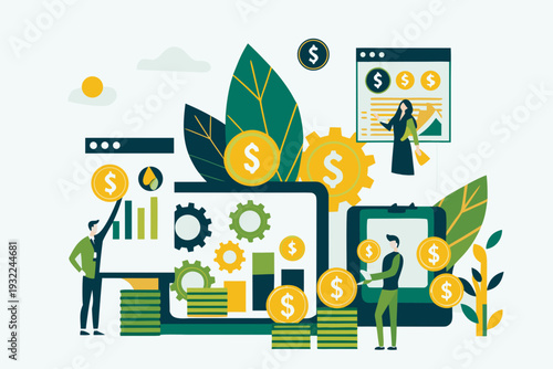 Financial growth and technology a modern investment and business concept