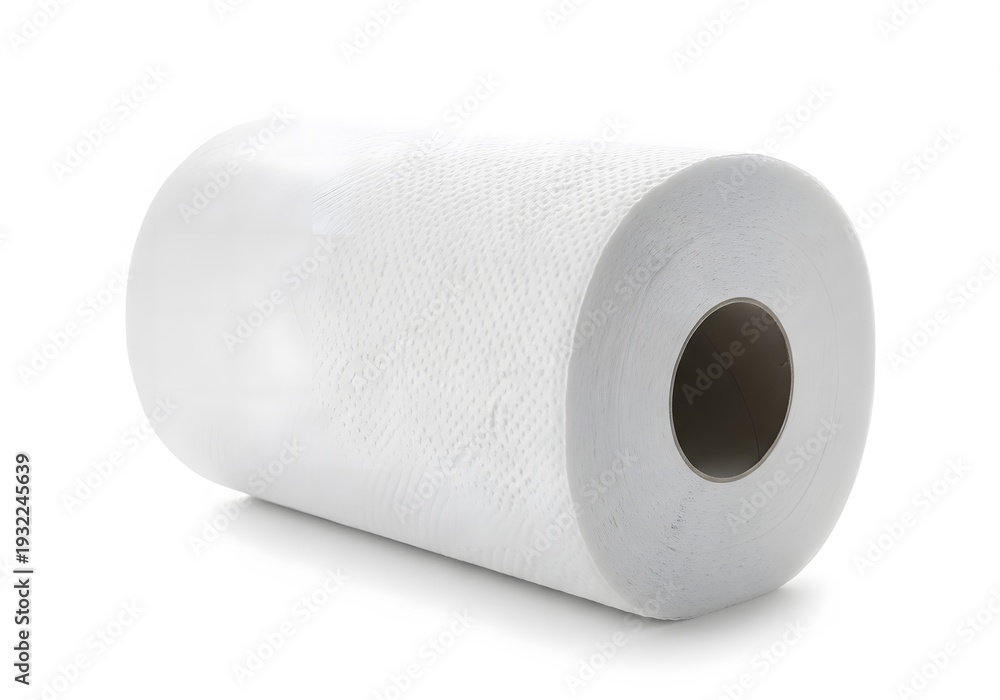 Fototapeta premium A roll of white paper towels on a white background