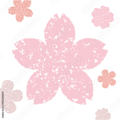 ざらっとしたクレヨンで塗ったような質感の桜の花のフレーム