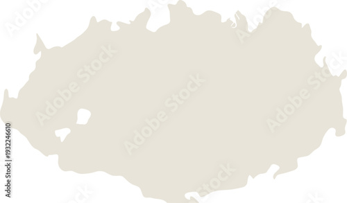 Map silhouette of a geographical region displayed on a neutral background from a direct overhead viewpoint showing territorial boundaries