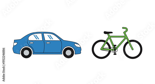 Vector illustration of a sport SUV auto and transport bicycle isolated on a white background for vehicle traffic design