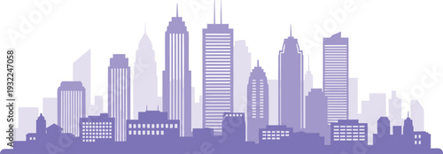 Cityscape illustration featuring skyscrapers and urban landscape from a distant viewpoint