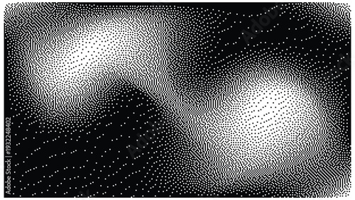 Black and white abstract shapes with gradient effect on textured background