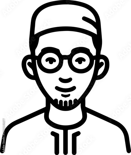 Smiling boy wearing traditional Muslim clothing and kufi cap