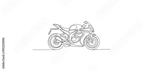 A minimalist continuous line drawing illustration of a modern sport motorcycle