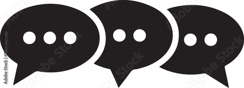Three black speech bubbles with three white dots conversation