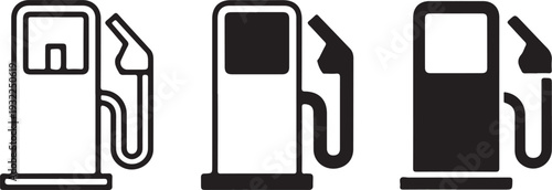Black and white gas pump in different filled styles fuel pump petrol pump gasoline pump