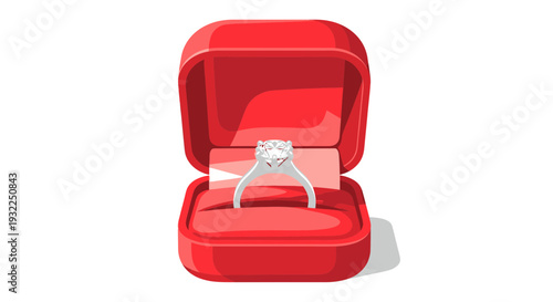 Diamond Engagement Ring in Red Velvet Box - Proposal Symbol
