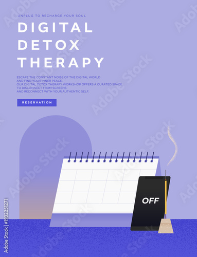 digital detox vector illustration poster template