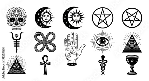 Vintage nautical vector illustration set featuring silhouettes of Christmas trees, anchors, and compass signs for ship and business design elements