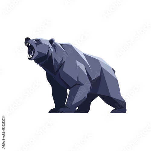 Low Poly Geometric Bear Illustration Art.