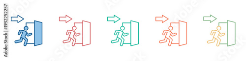 Emergency Exit Icon Set Multiple Style Collection