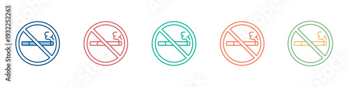 No Smoking Icon Set Multiple Style Collection