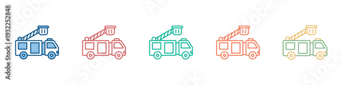 Fire Truck Icon Set Multiple Style Collection