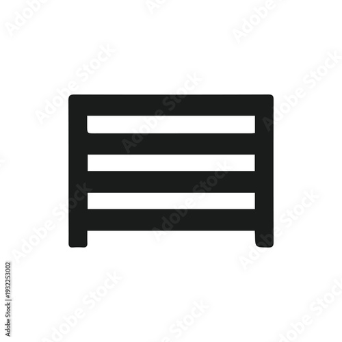 Bild auf Leinwand Minimalist Black Crate or Pallet Icon for Logistics and Storage