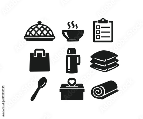 Charity and Donation Icon Set for Humanitarian Aid and Support