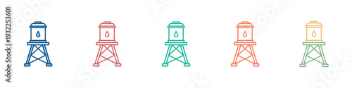 Water Tower Icon Set Multiple Style Collection