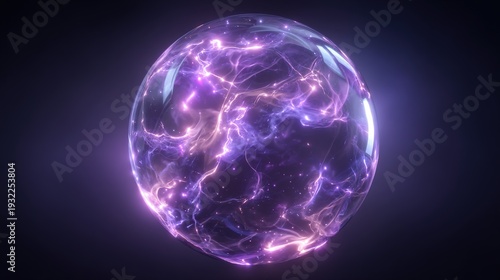 Energetic plasma ball displaying electric currents indoors