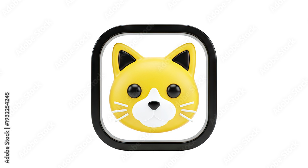 Obraz premium 3D Yellow Cat Icon