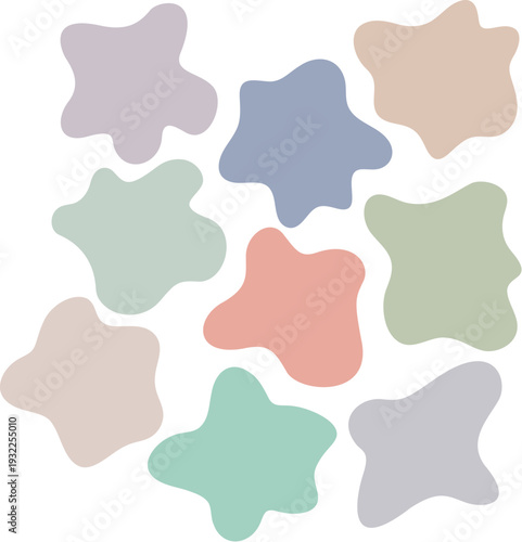 A set of soft objects. They are rounded. They have a gentle touch impression. They are dullness color.