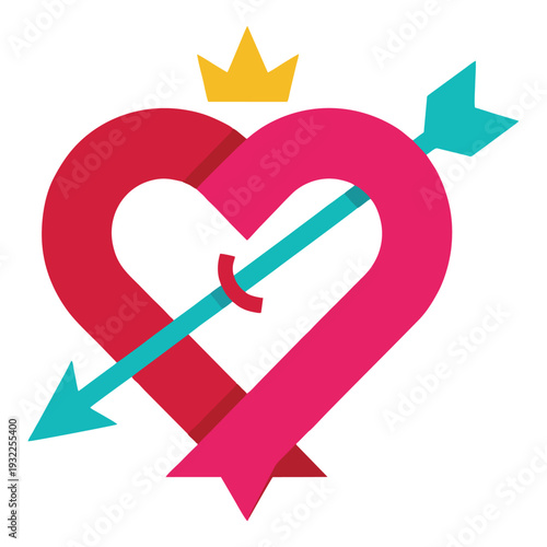 A stylized heart with a crown and an arrow piercing through it, symbolizing love and royalty.