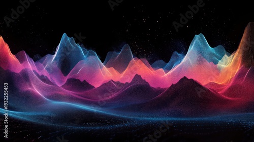 Vibrant abstract data visualization with colorful waveform