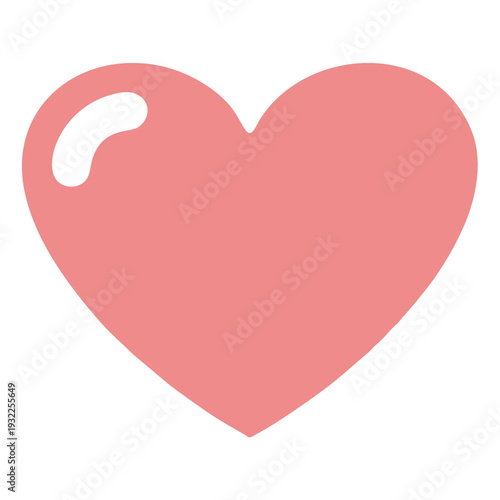 A simple, stylized illustration of a pink heart shape with a glossy highlight, isolated on a white background.