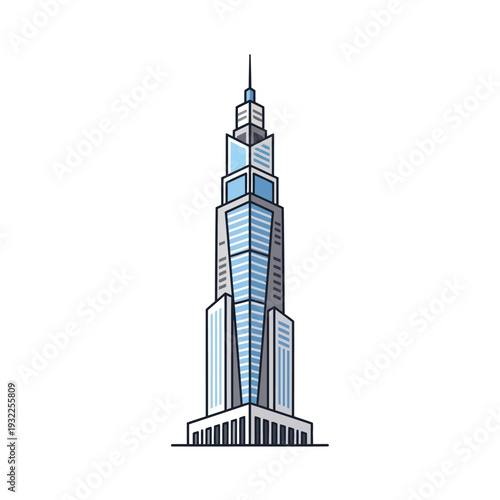 Modern Skyscraper Architecture Illustration - Tall Office Building