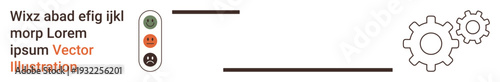 Workflow analysis, decision processes, business strategy, management systems, operational improvement, optimization. Traffic light with happy faces and gear icons. Workflow and decision processes