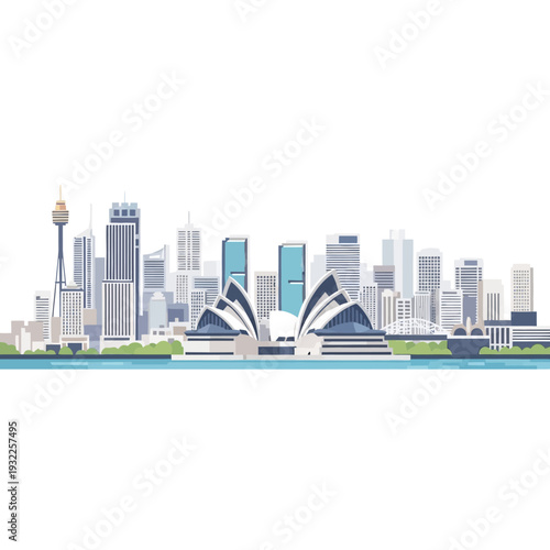 Sydney Skyline Illustration - Opera House and Harbour Bridge