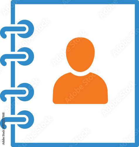 Orange person inside a blue spiral notebook with white pages user profile avatar