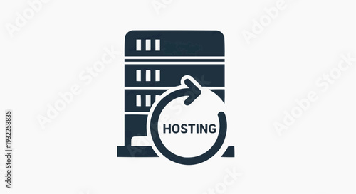 Web Hosting Server Icon Symbol for Cloud Hosting, Data Storage and Website Server Concept, Internet Technology Illustration for Database, Network and IT Infrastructure, Minimal Vector Graphic for Web 