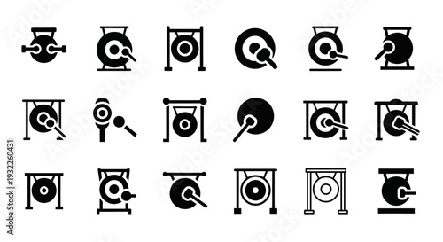 Collection of black icons representing various abstract concepts on a white background displayed from multiple viewpoints