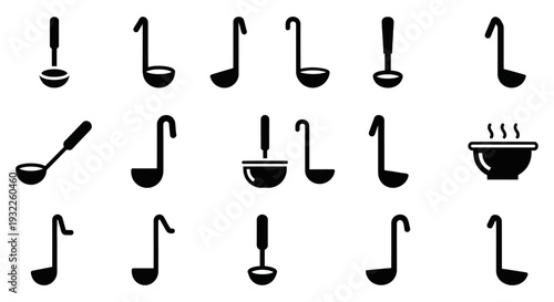 Musical Notes and Kitchen Utensils Silhouettes in Modern Illustration Style