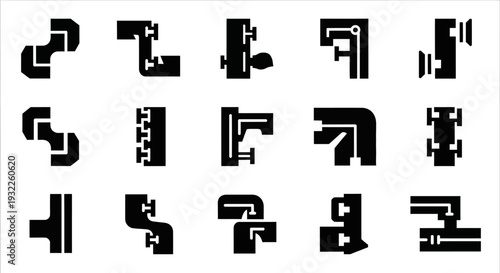 Collection of various pipe fittings and connections in industrial settings