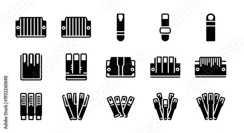 Collection of various office supplies and stationery items arranged neatly on a flat surface, viewed from directly above