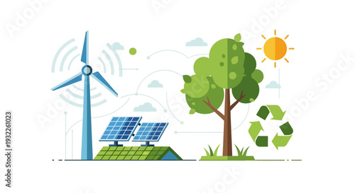 Vector illustration of eco-friendly energy sources