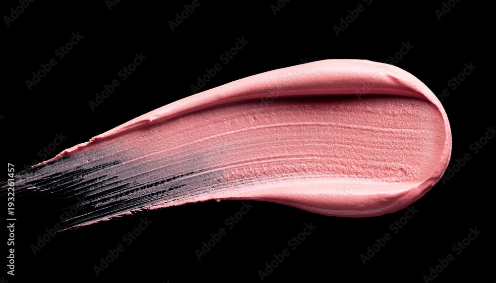 Fototapeta premium soft light pink blush smear isolated on black