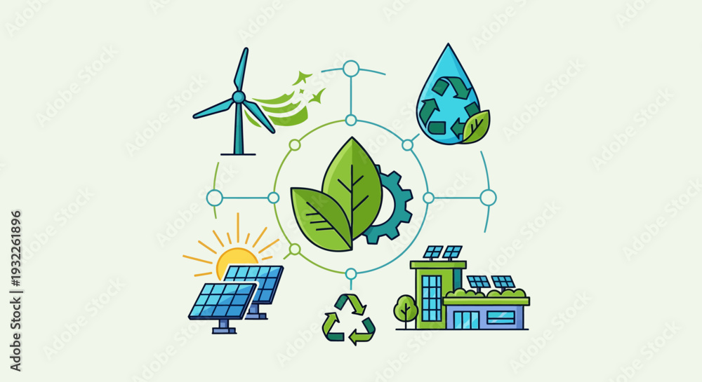 Obraz premium Set of 8 eco friendly icons vector
