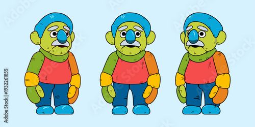 Sad Old Man Clay Figure – Vector Cartoon Characters