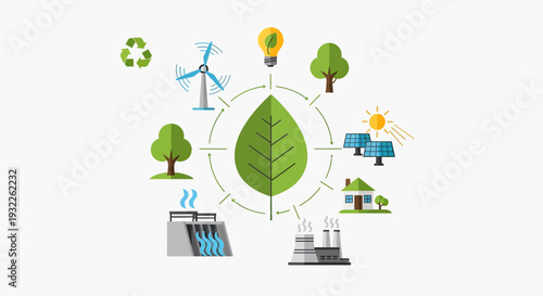 Set of 8 eco friendly icons vector