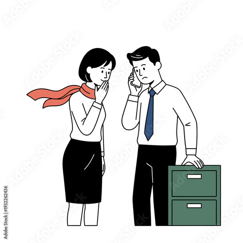 Worried Business People Discussing Problems Near Filing Cabinet