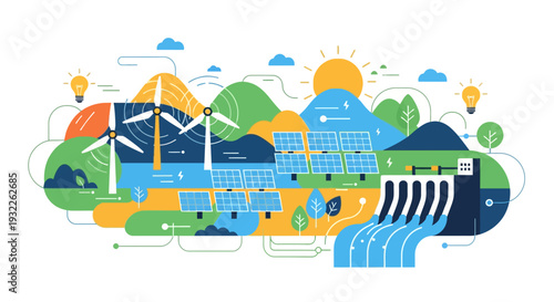 Vector illustration of renewable energy sources