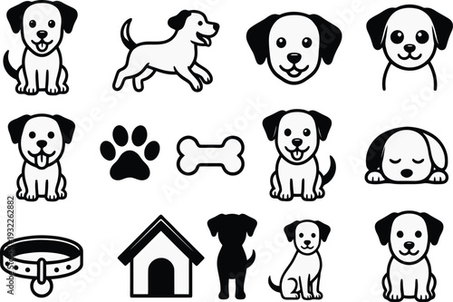 Playing dog and cute puppy,Adobe Illustrator Artwork.